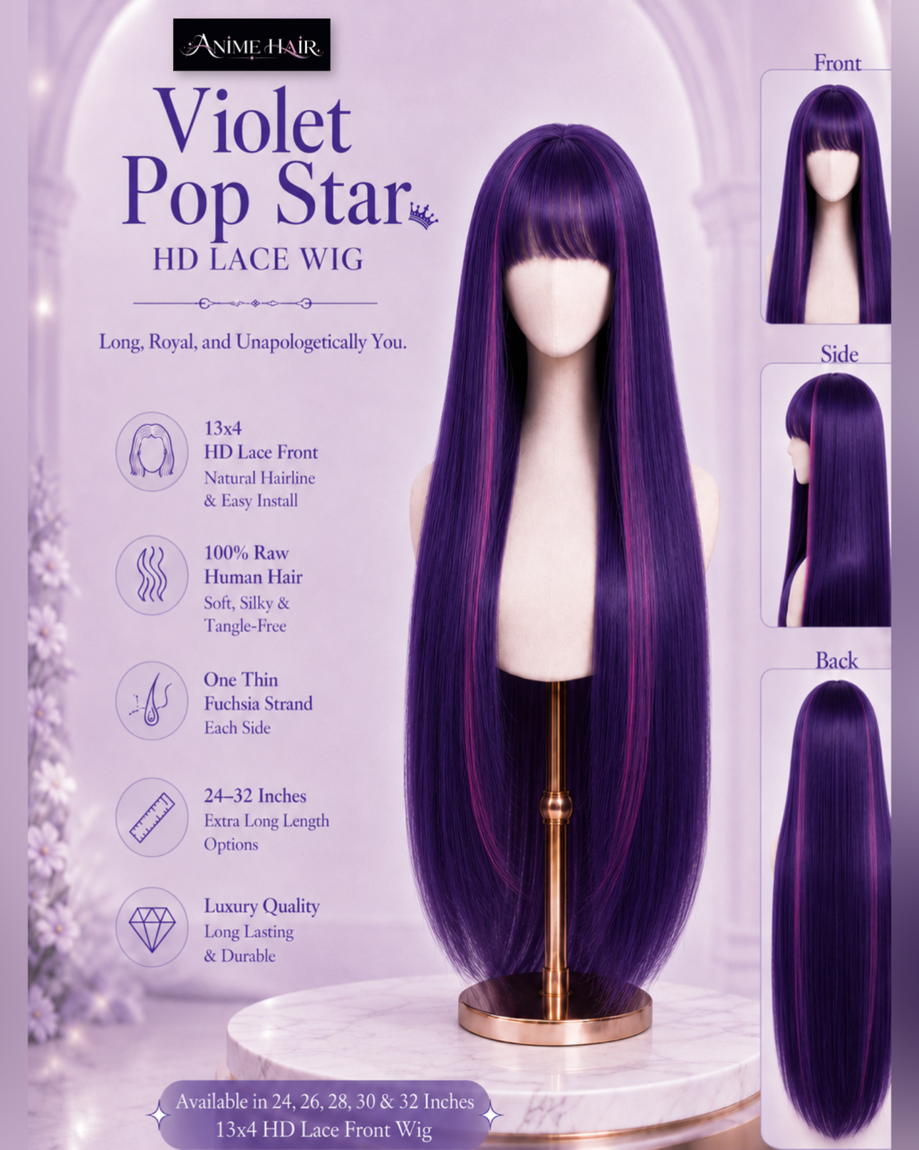 Violet Pop Star HD Lace Wig