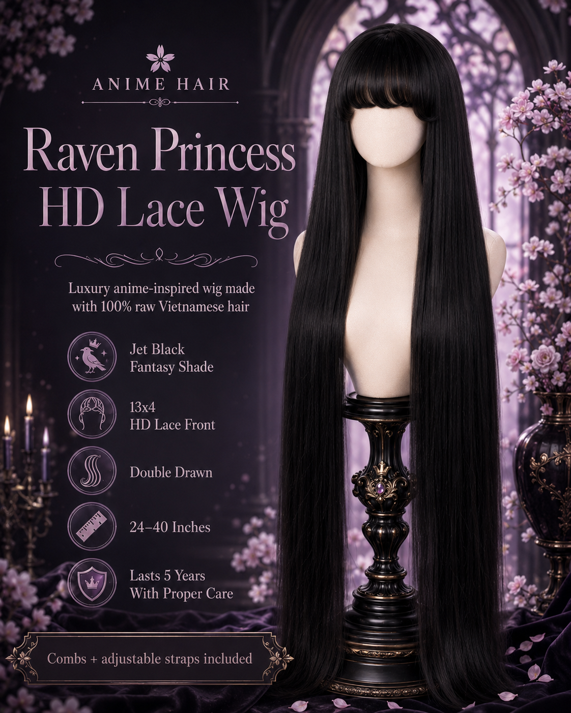 Raven Princess HD Lace Wig 24-40 inches