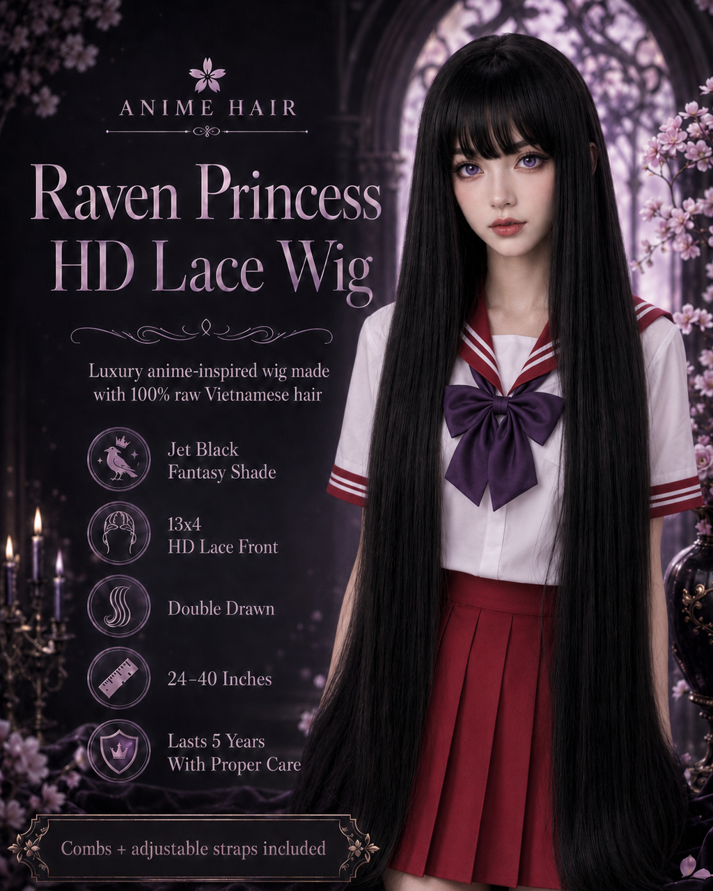 Raven Princess HD Lace Wig 24-40 inches
